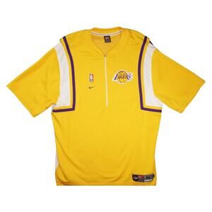 Vintage Nike Los Angeles Lakers Warm-Up Half Zip Shirt XL Yellow Purple NBA